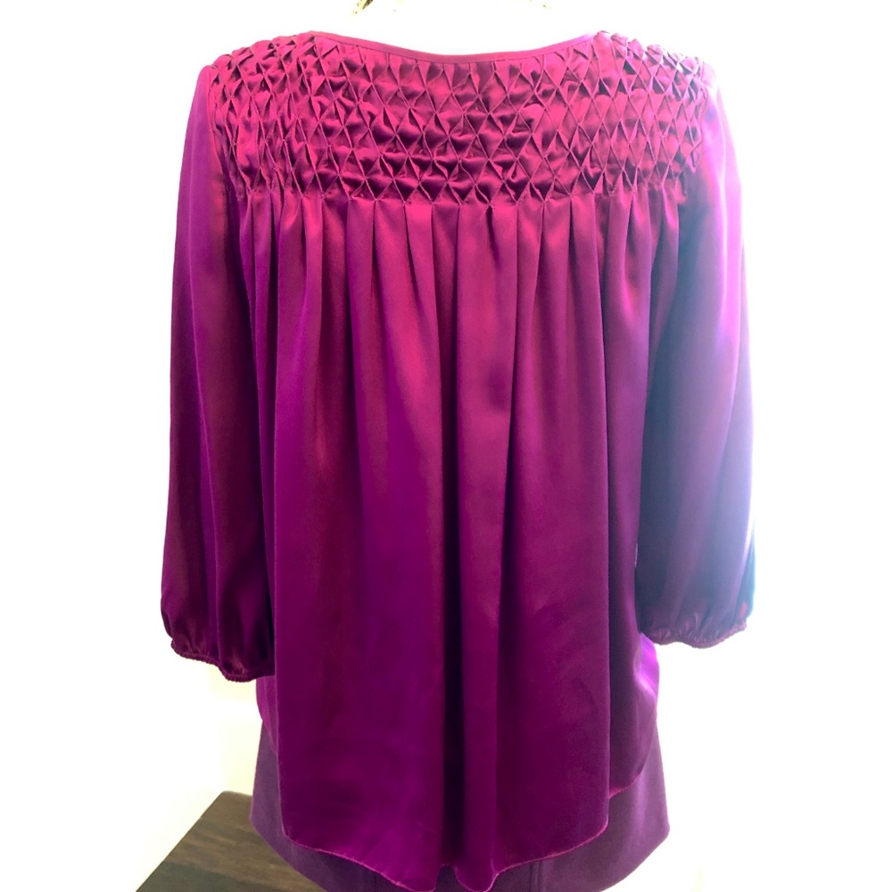 Anne Klein Purple Magenta Silk Top Blouse - M - Picture 4 of 7